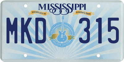 MS license plate MKD315