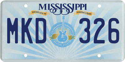 MS license plate MKD326