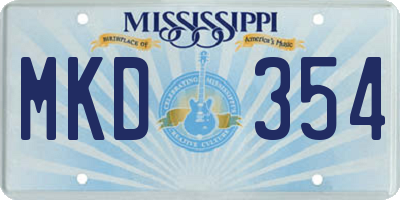 MS license plate MKD354