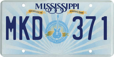 MS license plate MKD371