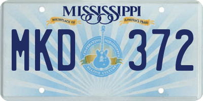 MS license plate MKD372