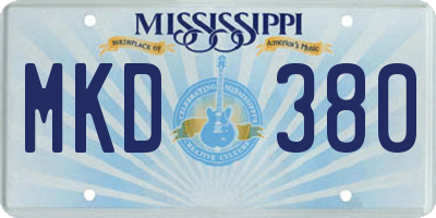 MS license plate MKD380