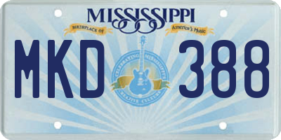 MS license plate MKD388