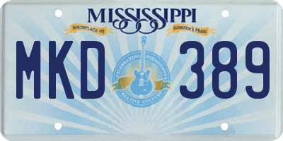 MS license plate MKD389
