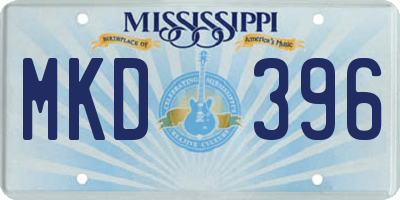 MS license plate MKD396