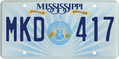 MS license plate MKD417