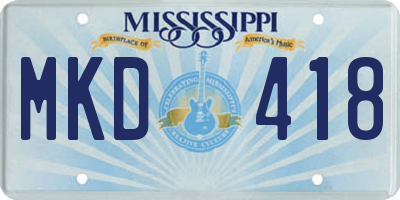 MS license plate MKD418