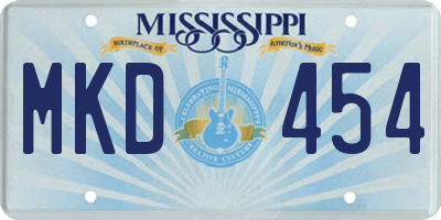 MS license plate MKD454