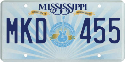 MS license plate MKD455