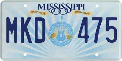 MS license plate MKD475
