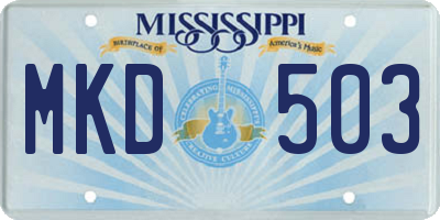 MS license plate MKD503