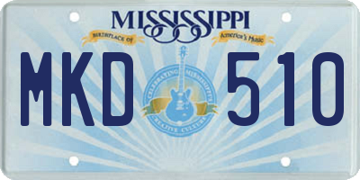 MS license plate MKD510