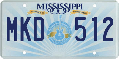 MS license plate MKD512