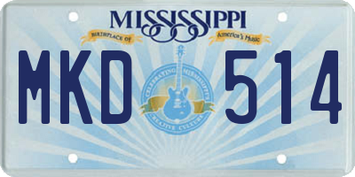 MS license plate MKD514