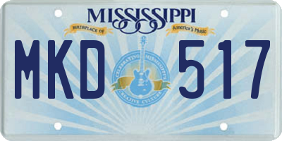 MS license plate MKD517
