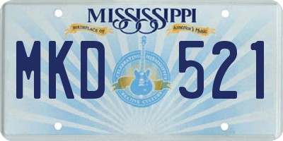 MS license plate MKD521