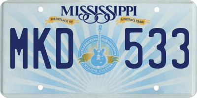 MS license plate MKD533