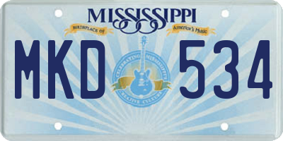 MS license plate MKD534