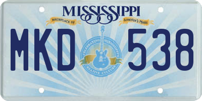 MS license plate MKD538
