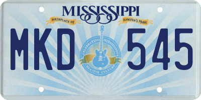 MS license plate MKD545