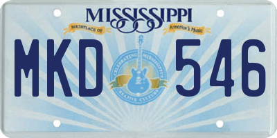 MS license plate MKD546