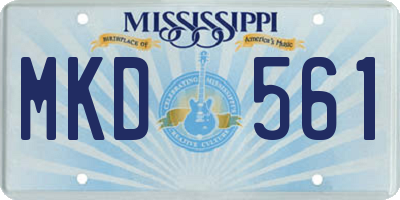 MS license plate MKD561