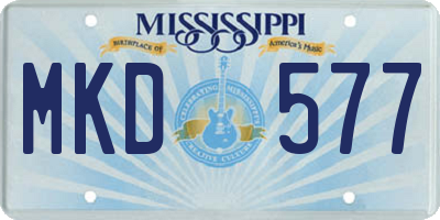 MS license plate MKD577