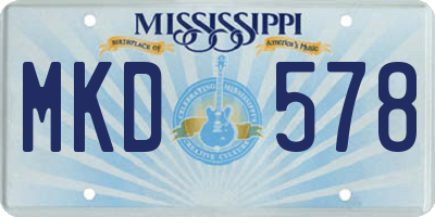 MS license plate MKD578