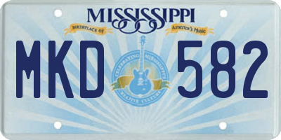 MS license plate MKD582