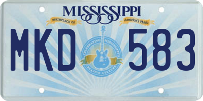 MS license plate MKD583
