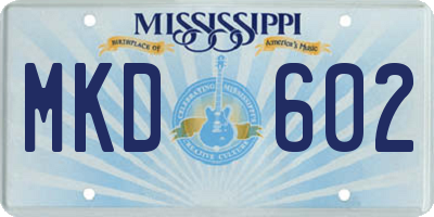 MS license plate MKD602