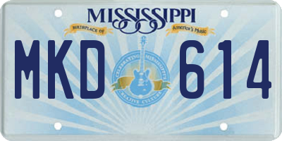MS license plate MKD614