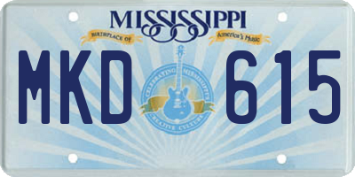 MS license plate MKD615