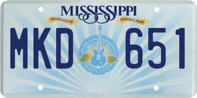 MS license plate MKD651