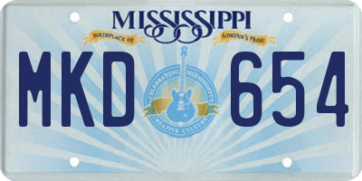 MS license plate MKD654