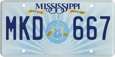 MS license plate MKD667