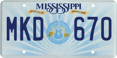 MS license plate MKD670