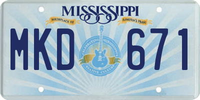 MS license plate MKD671