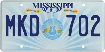 MS license plate MKD702