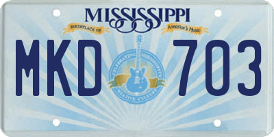 MS license plate MKD703