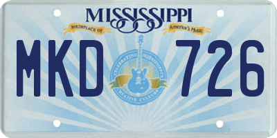 MS license plate MKD726