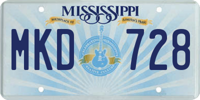 MS license plate MKD728