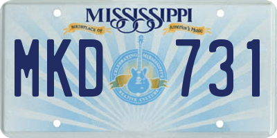 MS license plate MKD731