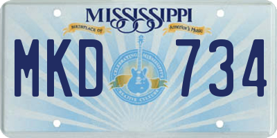 MS license plate MKD734