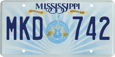 MS license plate MKD742