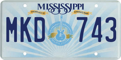 MS license plate MKD743