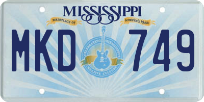 MS license plate MKD749