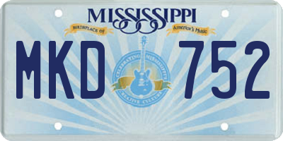 MS license plate MKD752