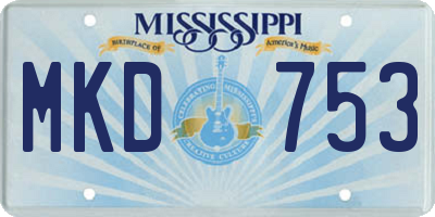 MS license plate MKD753