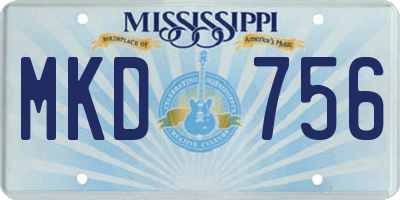 MS license plate MKD756